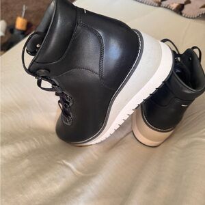 Cole Haan Black Leather Boots with White Soles